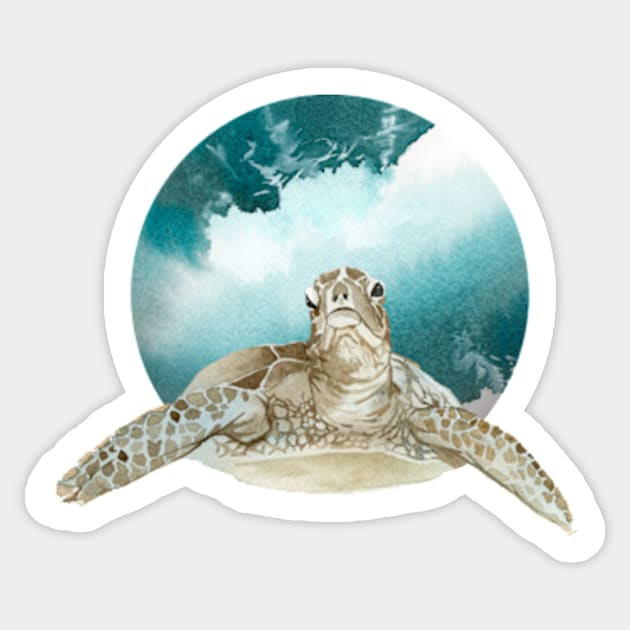 Painted turtle with ocean/sea background Sticker by Petko121212